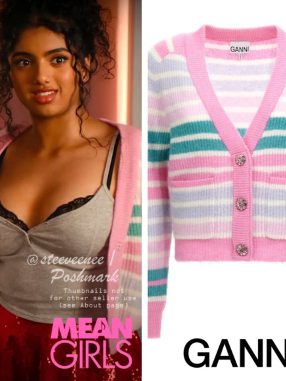 Ganni Soft Wool Multicolor Stripe Cardigan
